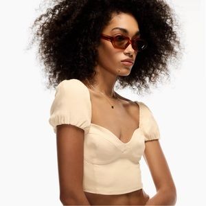 Aritzia Cap Sleeve Beige Blouse